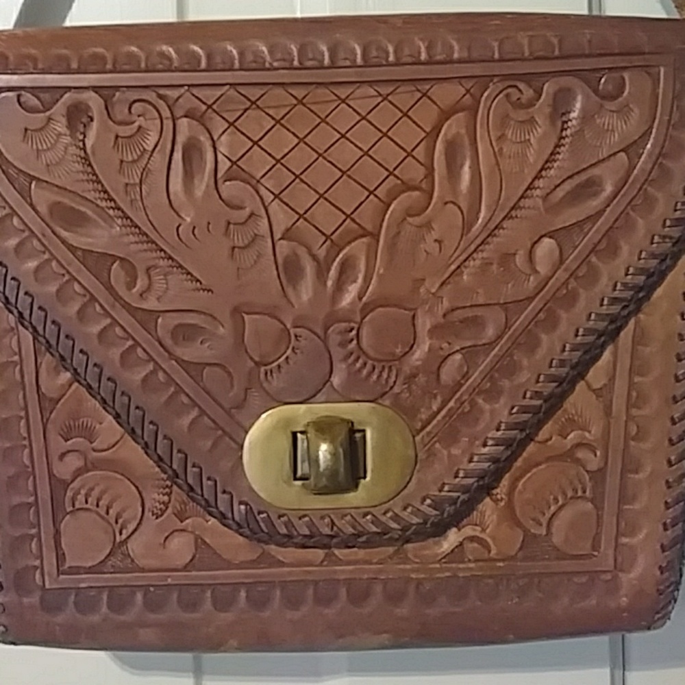🎆Vintage Hand Tooled Leather Purse